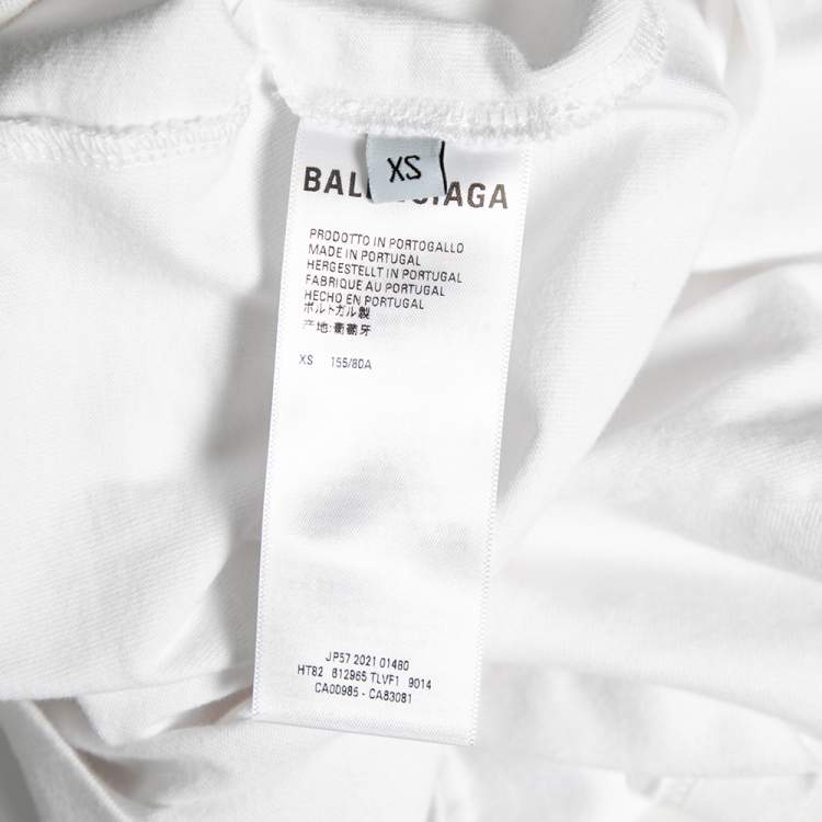 Pre Owned Balenciaga White Cotton Slime Printed Crewneck Top XS 