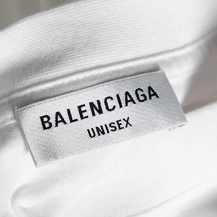 Pre Owned Balenciaga White Cotton Slime Printed Crewneck Top XS 