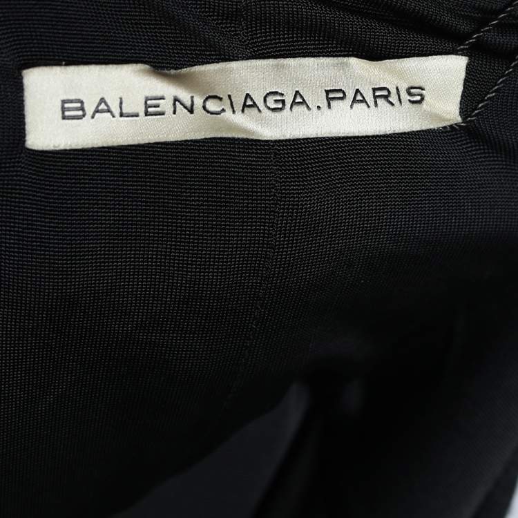 Pre Owned Balenciaga Black Wool Knit Ruffle Sleeve Jacket M