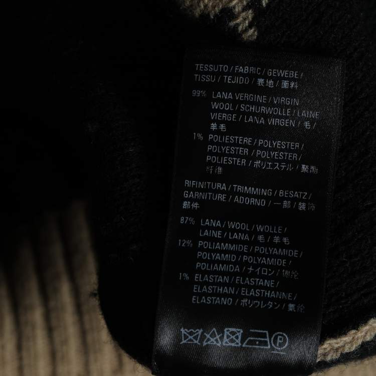 Pre Owned Balenciaga Light Brown Logo Intarsia Wool Knit Oversized Sweater XS