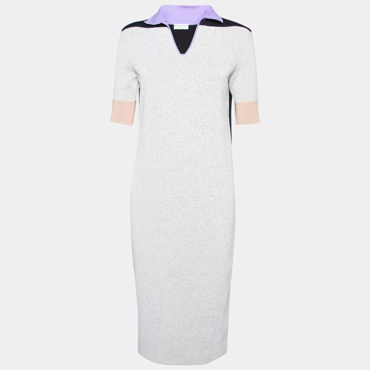Pre Owned Balenciaga Colorblock Knit Midi Dress M