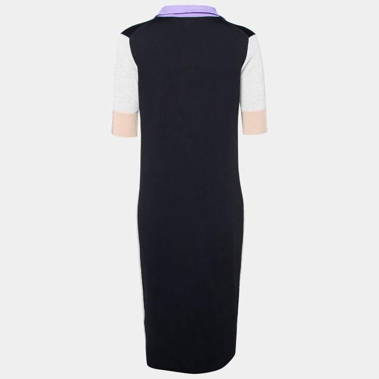 Pre Owned Balenciaga Colorblock Knit Midi Dress M