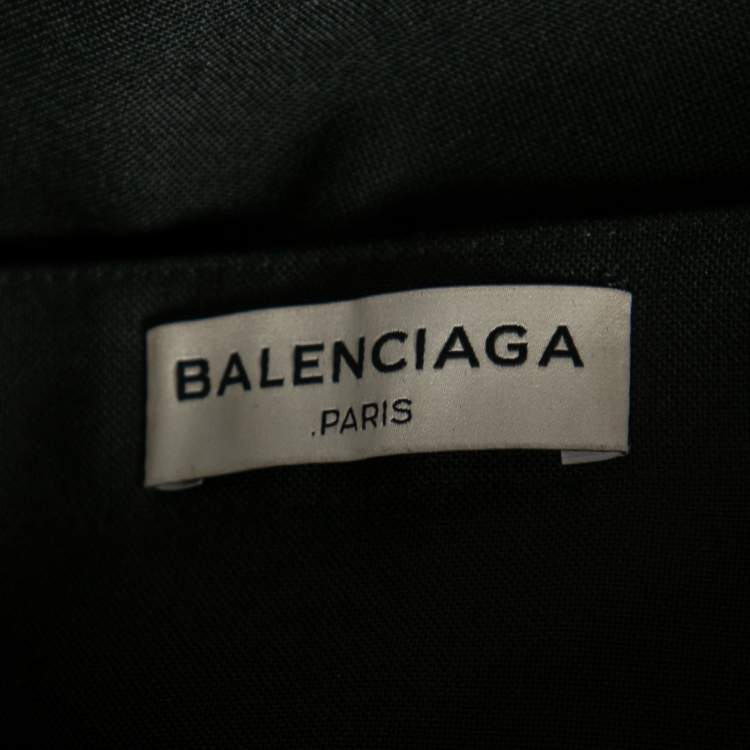 Pre Owned Balenciaga Black Wool Asymmetric Overlay Detailed Skirt M