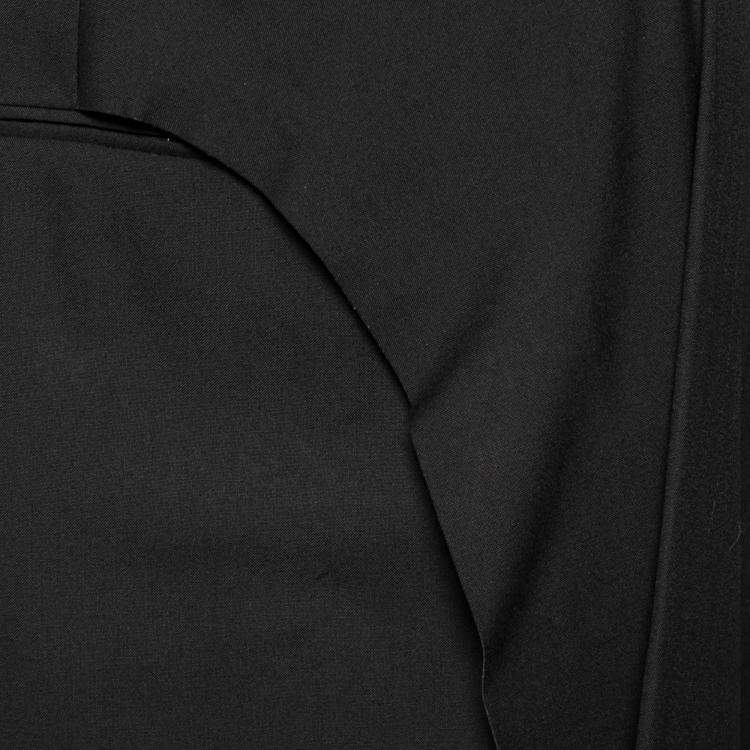 Pre Owned Balenciaga Black Wool Asymmetric Overlay Detailed Skirt M