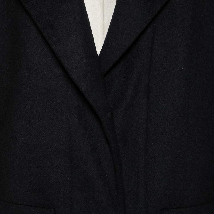 Pre Owned Balenciaga Black Wool Pocketed Button Front Coat M
