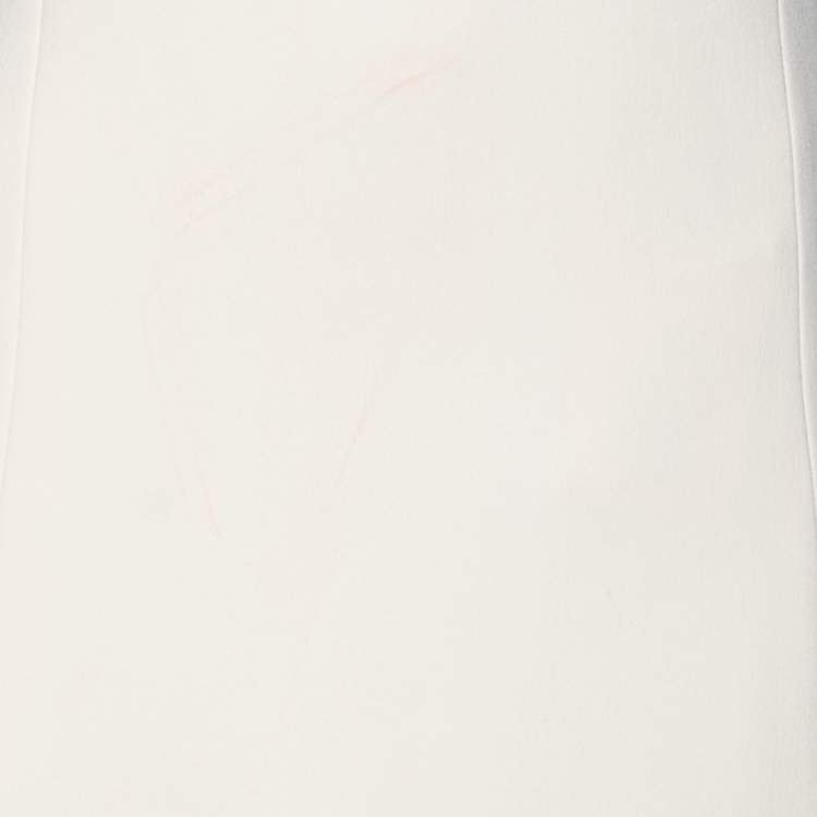 Pre Owned Balenciaga Cream Crepe Contrast Trimmed Button Detail Midi Dress M