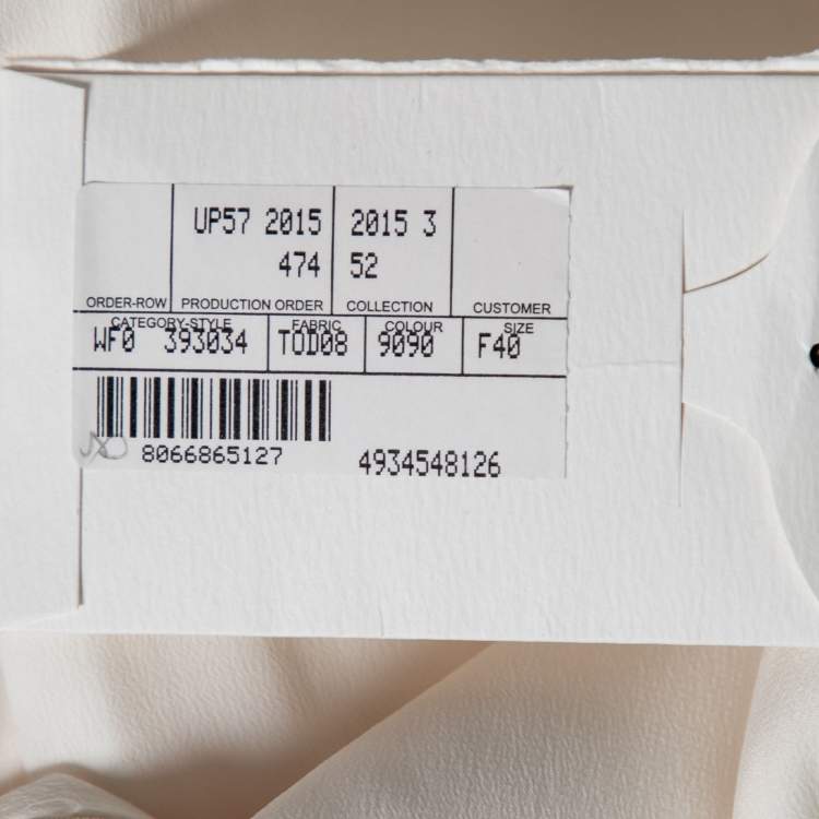 Pre Owned Balenciaga Cream Crepe Contrast Trimmed Button Detail Midi Dress M