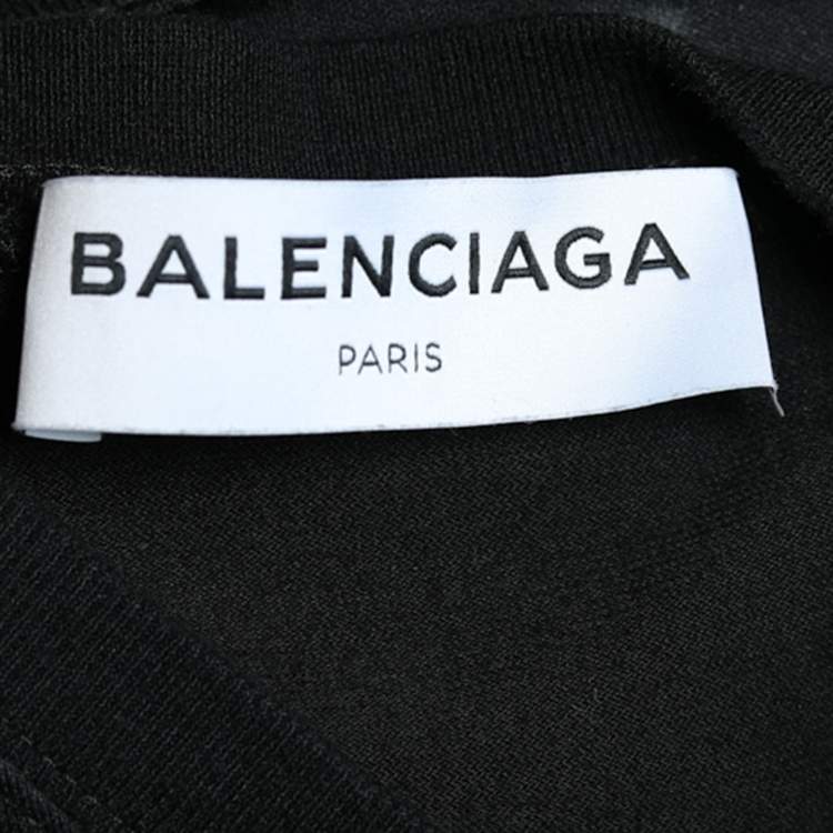 Pre Owned Balenciaga Black Jersey & Neoprene Car Mat T-Shirt M