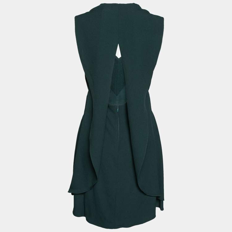 Pre Owned Balenciaga Forest Green Crepe Cut-Out Back Detail Sleeveless Dress M