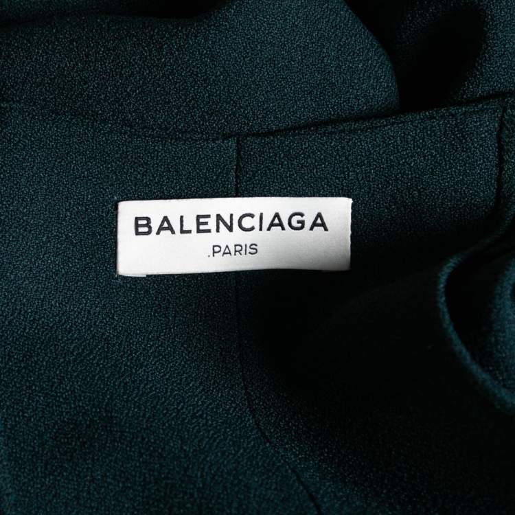 Pre Owned Balenciaga Forest Green Crepe Cut-Out Back Detail Sleeveless Dress M