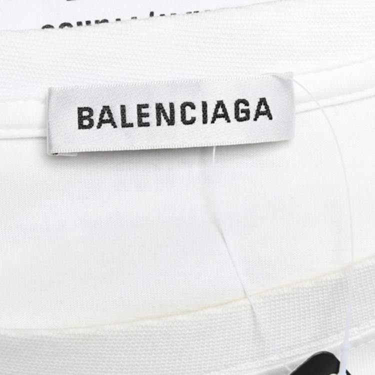 Pre Owned Balenciaga White Retro Print Cotton Jersey T-Shirt S
