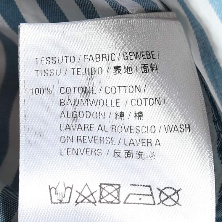 Pre Owned Balenciaga Blue Striped Cotton Logo Printed Oversized Shirt M