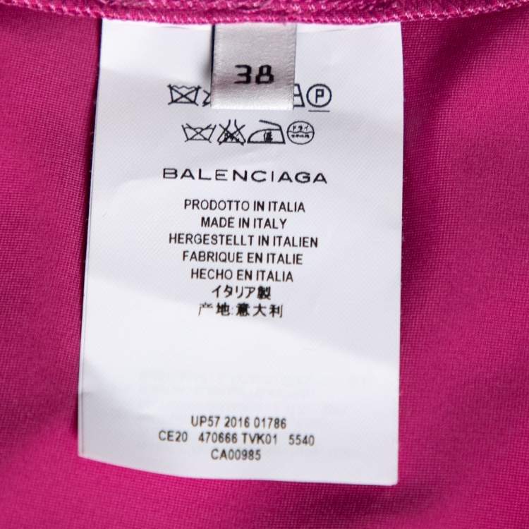 Pre Owned Balenciaga Pink Satin Strangled Choker Collar Boxy Blouse M