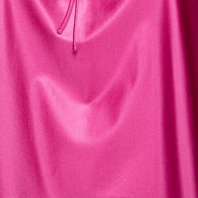 Pre Owned Balenciaga Pink Satin Strangled Choker Collar Boxy Blouse M