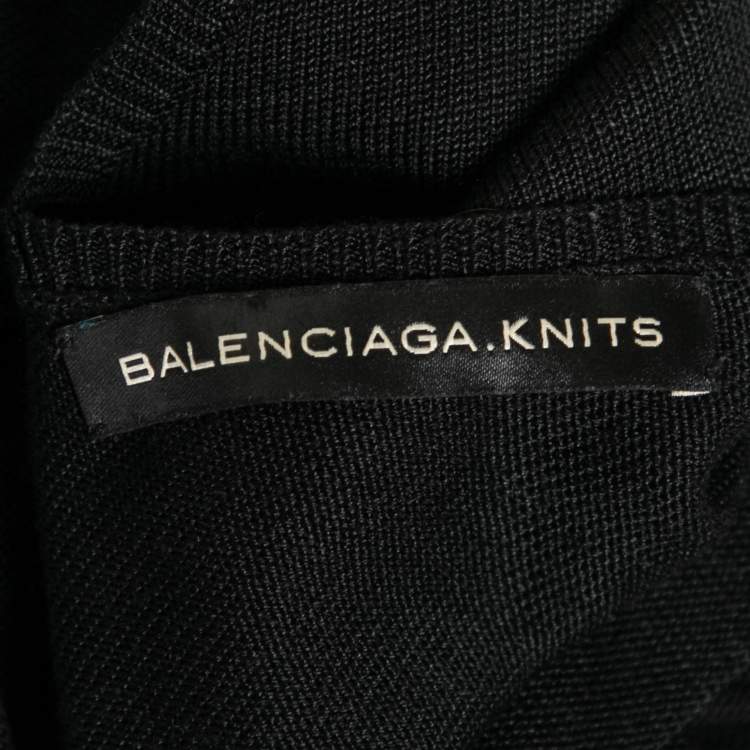 Pre Owned Balenciaga Back Silk Knit Low Back Long Sleeve Dress S