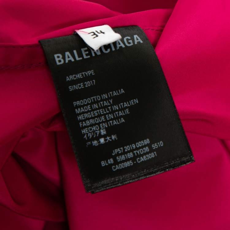 Pre Owned Balenciaga Pink Logo Printed Synthetic Oversized Hooded Windbreaker Jacket S