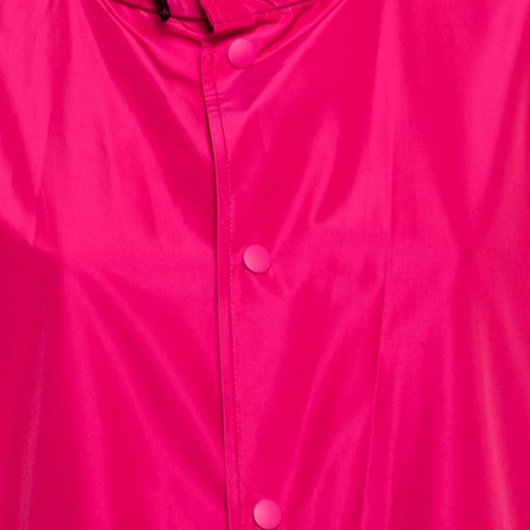 Pre Owned Balenciaga Pink Logo Printed Synthetic Oversized Hooded Windbreaker Jacket S