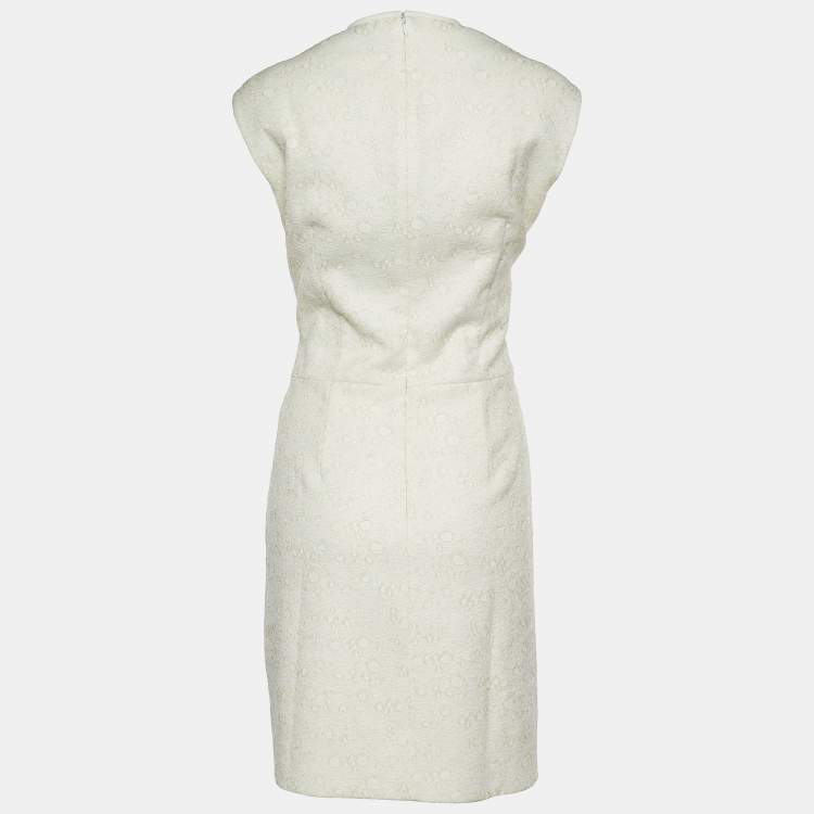 Pre Owned Balenciaga.Paris Off White Lace & Satin Sleeveless Dress L