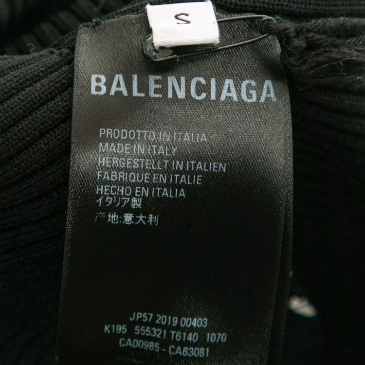Pre Owned Balenciaga Black Knit Logo Crew Neck Sweater S