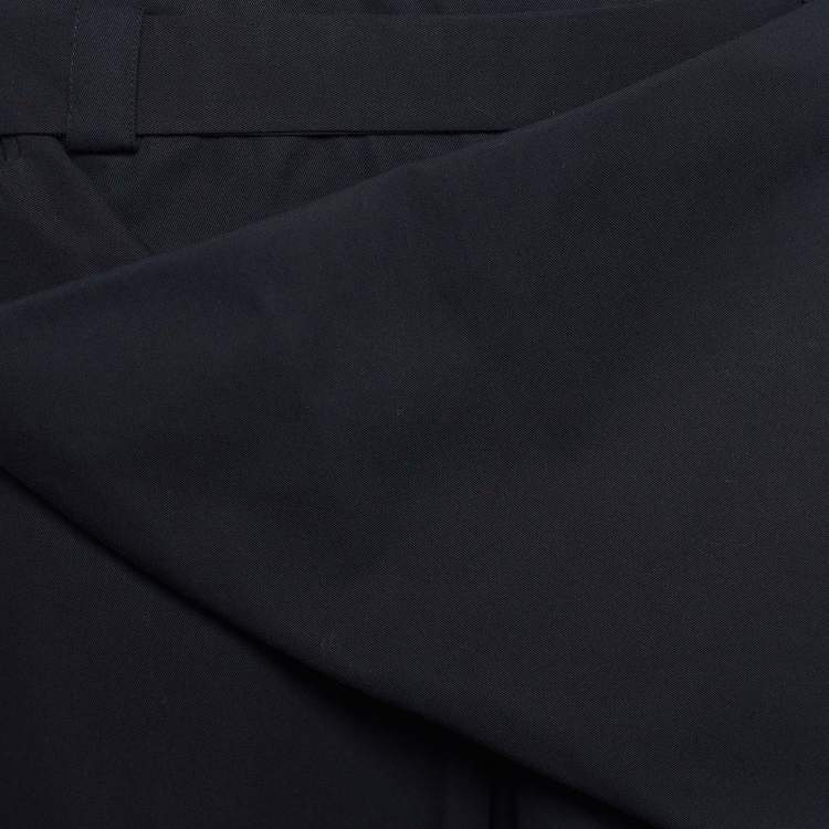 Pre Owned Balenciaga Black Cotton Blend Draped Belted Cuff Trousers M