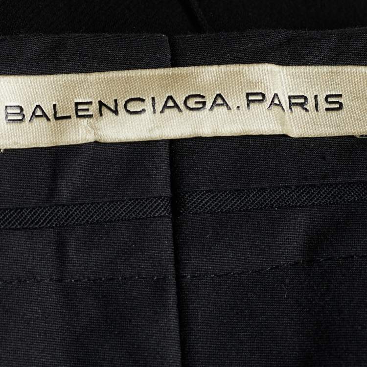 Pre Owned Balenciaga Black Crepe Draped Capri Trousers M