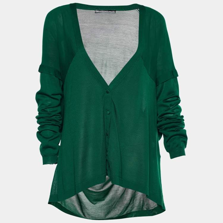 Pre Owned Balenciaga Green Knit Button Down Cardigan M