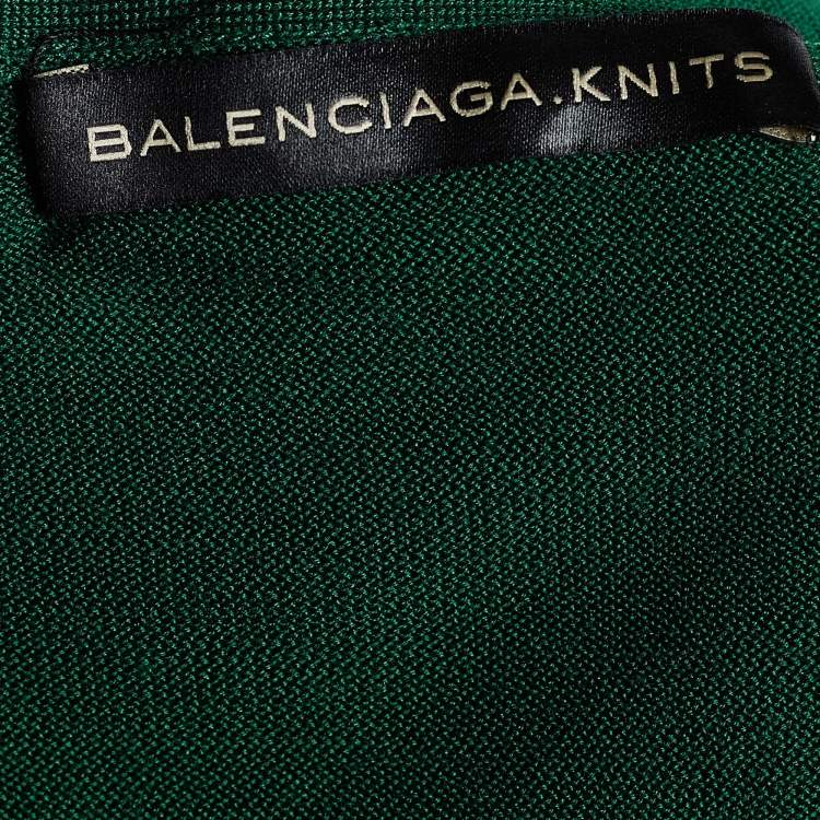 Pre Owned Balenciaga Green Knit Button Down Cardigan M