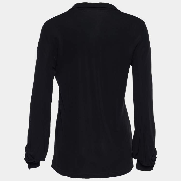 Pre Owned Balenciaga Black Jersey V-Neck Top S
