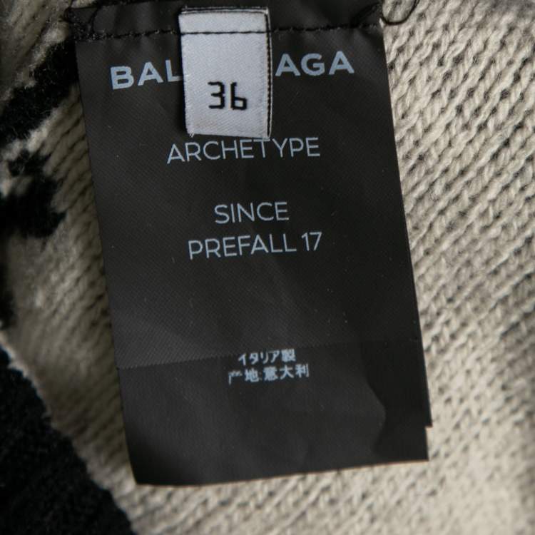 Pre Owned Balenciaga Black Wool Blend Allover Logo Crew Neck Sweater S