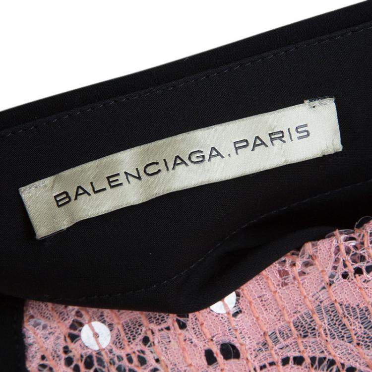 مملوكة مسبقًا Balenciaga Pink Lace Sequin Embellished Sleeveless Top L
