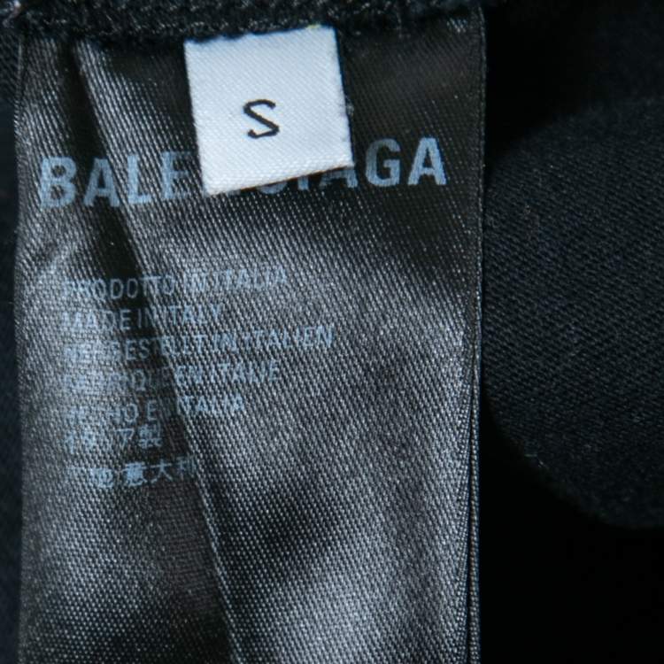 Pre Owned Balenciaga Black Cotton Paris Logo Printed T-Shirt S