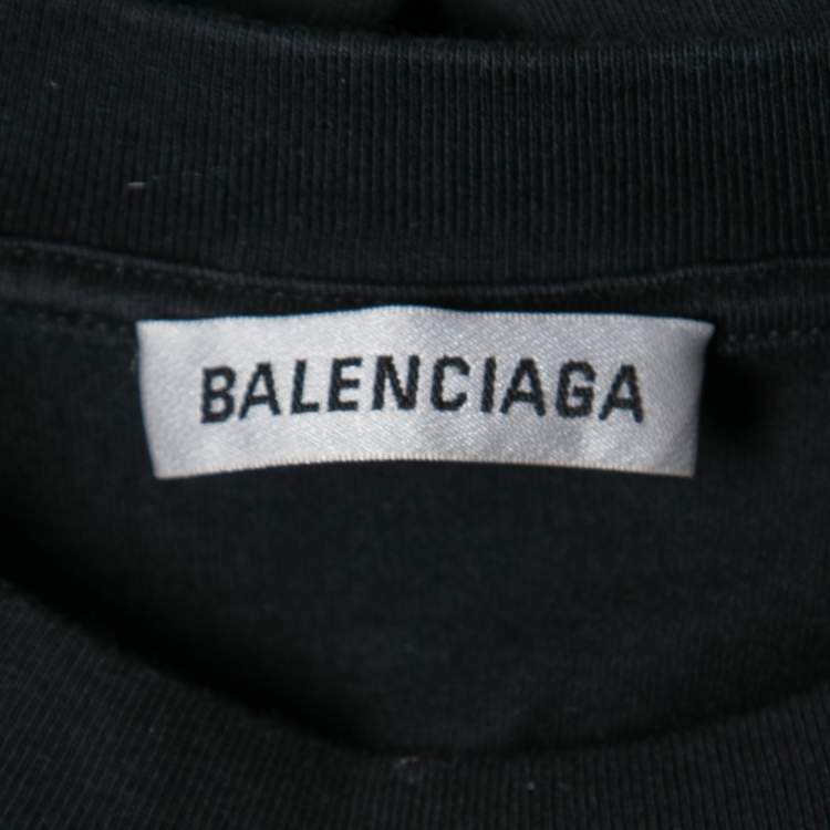 Pre Owned Balenciaga Black Cotton Paris Logo Printed T-Shirt S