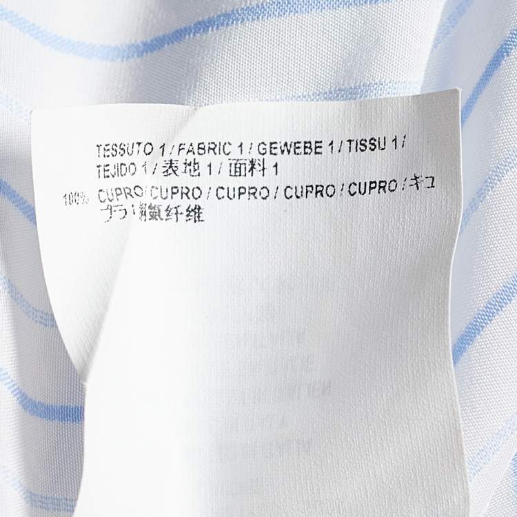 Pre Owned Balenciaga White Striped Crepe Asymmetric Pulled Shirt L