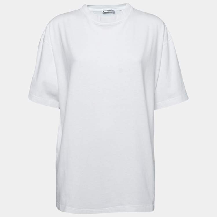Pre Owned Balenciaga White Cotton Oversized Crewneck T-Shirt XS