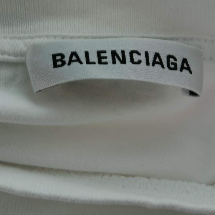 Pre Owned Balenciaga White Cotton Oversized Crewneck T-Shirt XS
