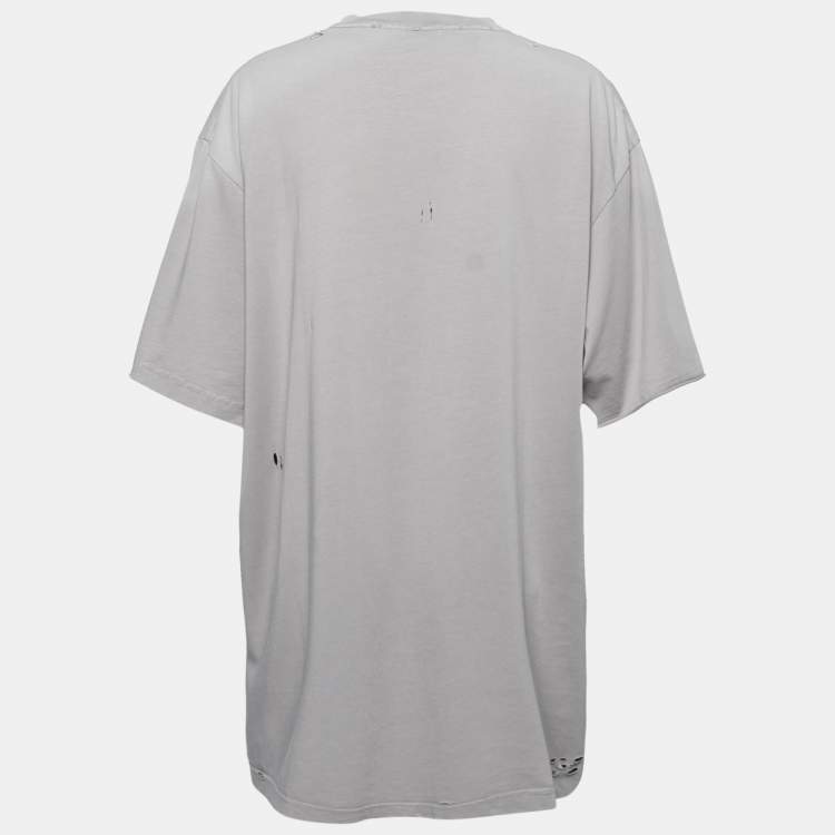BALENCIAGA Distressed Logo-Print Cotton-Jersey T-Shirt for Men