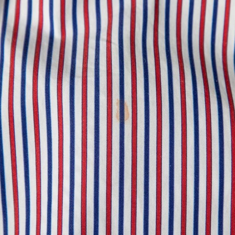Pre Owned Balenciaga Red & Blue Striped Cotton Oversized Shirt S   