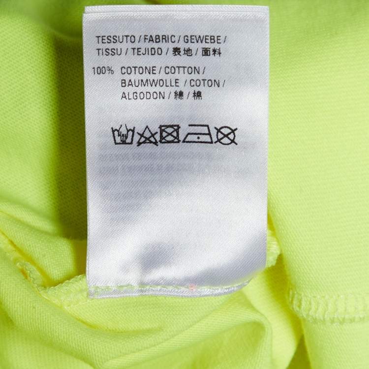 Pre Owned Balenciaga Neon Yellow Political Campaign Logo Print Cotton T-Shirt S