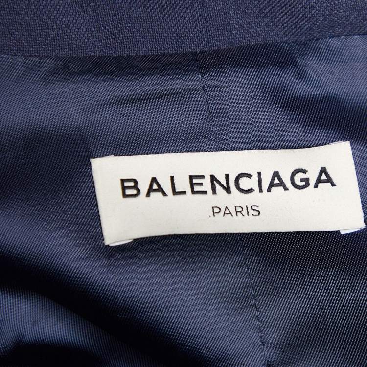 Pre Owned Balenciaga Navy Blue Wool & Mohair Sleeveless Oversized Jacket S