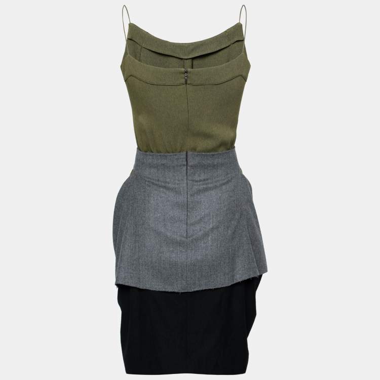Pre Owned Balenciaga Green Crepe Draped Asymmetrical Dress S   
