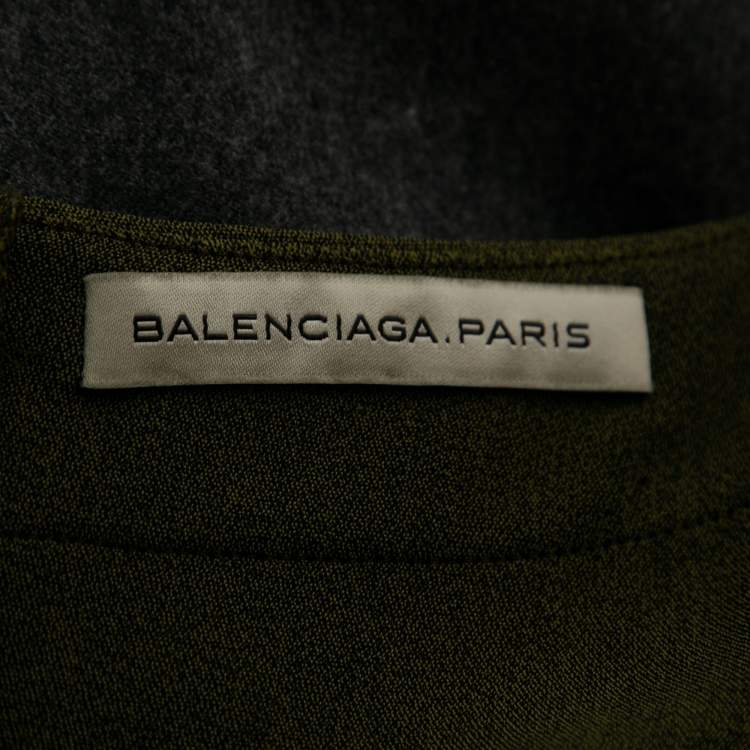 Pre Owned Balenciaga Green Crepe Draped Asymmetrical Dress S   