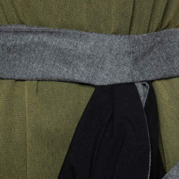 Pre Owned Balenciaga Green Crepe Draped Asymmetrical Dress S   
