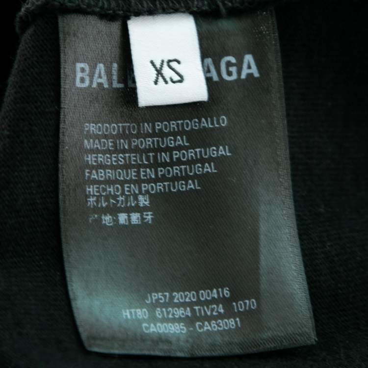 Pre Owned Balenciaga Black Logo Print Cotton Crewneck T-Shirt XS  