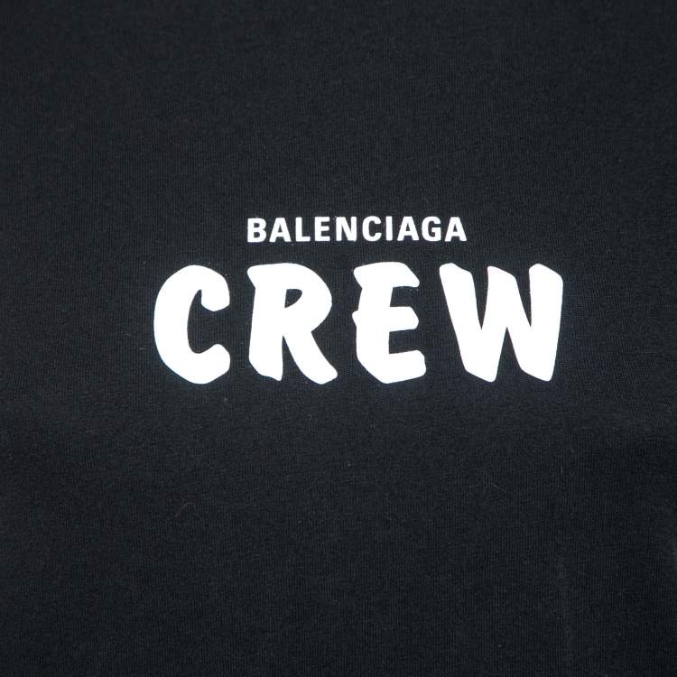 Pre Owned Balenciaga Black Logo Print Cotton Crewneck T-Shirt XS  