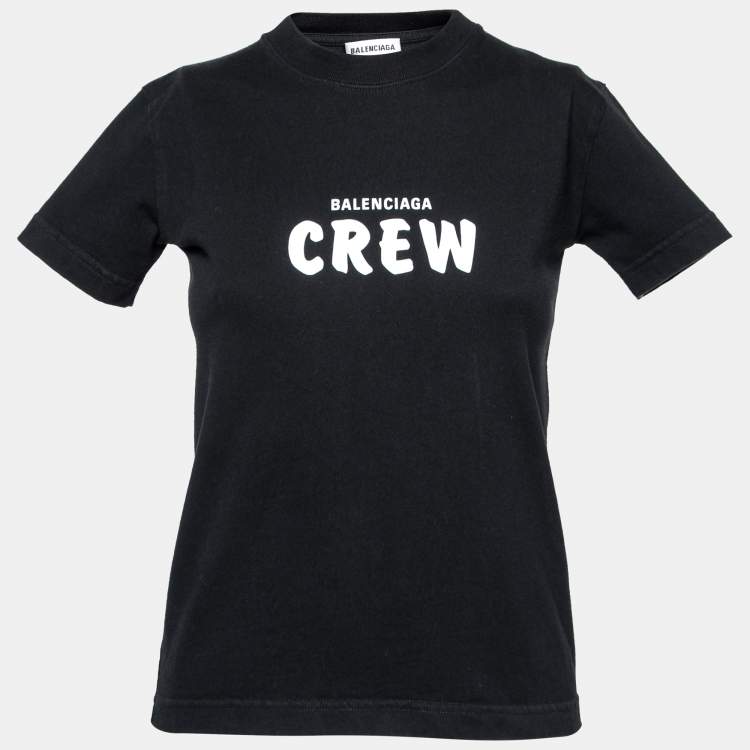 Pre Owned Balenciaga Black Logo Print Cotton Crewneck T-Shirt XS  