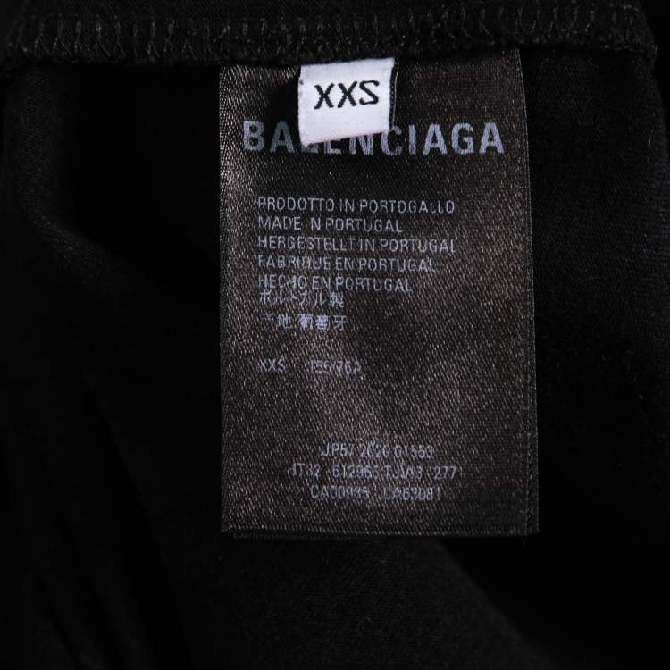 Pre Owned Balenciaga Black Language Print Oversize Cotton T-Shirt XXS