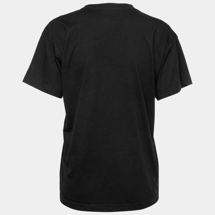 Pre Owned Balenciaga Black Language Print Oversize Cotton T-Shirt XXS