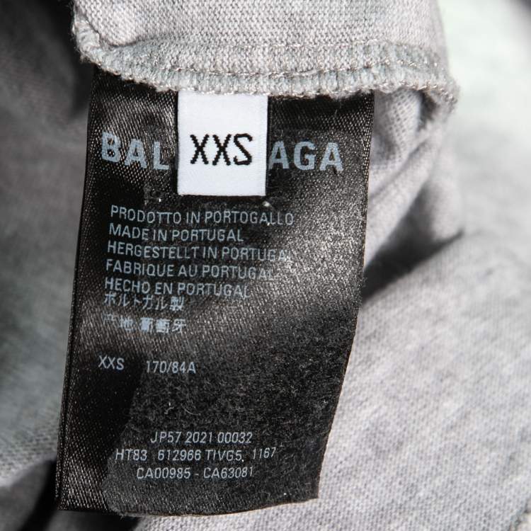 مملوكة مسبقًا Balenciaga Wardrobe Unisex Grey Logo Printed Cotton Knit T Shirt XXS