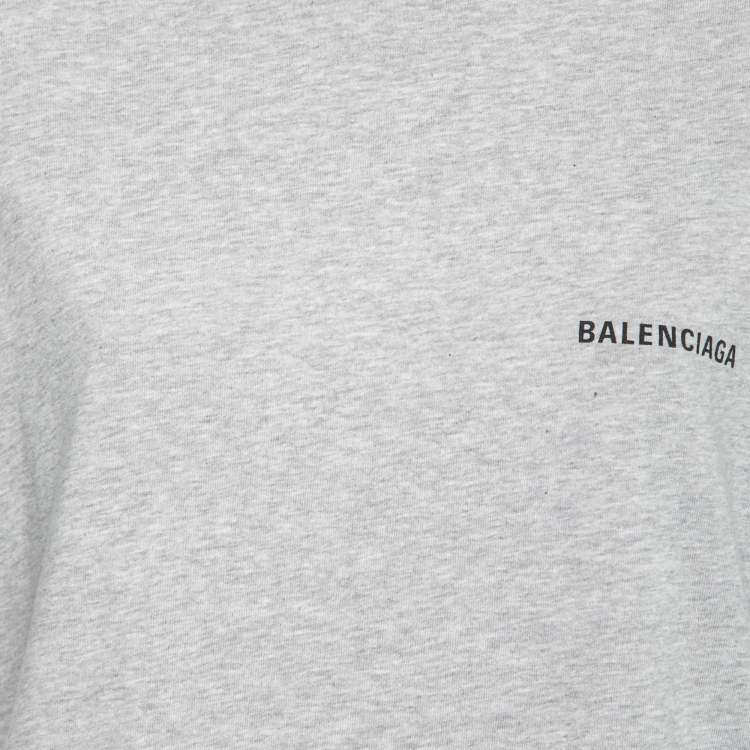 مملوكة مسبقًا Balenciaga Wardrobe Unisex Grey Logo Printed Cotton Knit T Shirt XXS