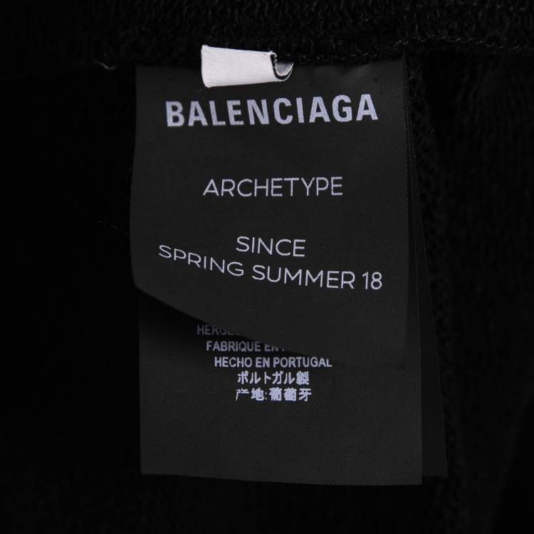 Pre Owned Balenciaga Black Copyright Print Cotton Zip-Front Hoodie S